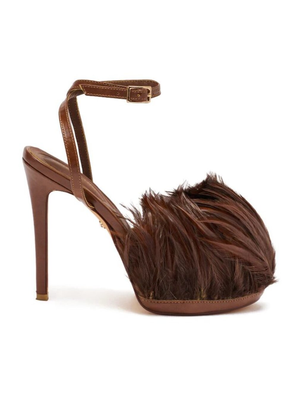 AZALEA WANG Angeles Feather Stiletto Heels Sandals Size 6 Brown NEW $109 - Picture 4 of 14